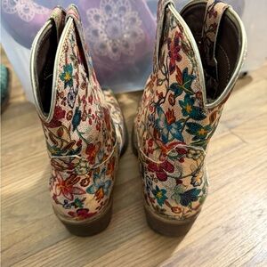 2 Pairs of Roper Brown and Multicolor Embroidered Boots and Black